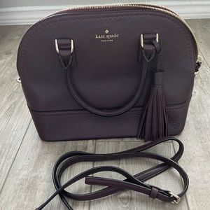 Plum Kate Spade Top Handle Satchel with long strap